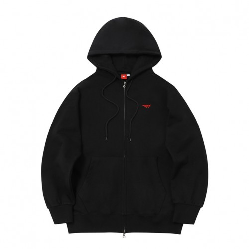 T1 Logo Zip-Up Hoodie - Black